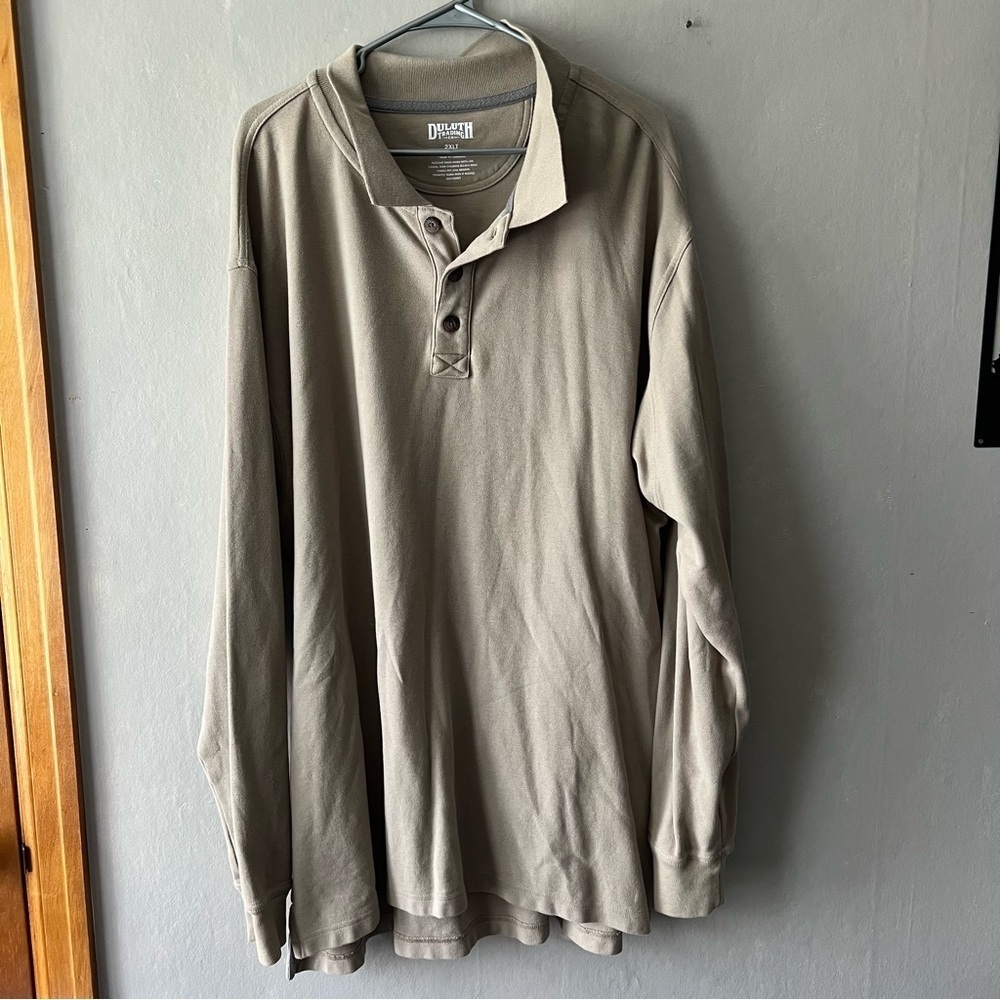 Duluth Trading Co Beige Long Sleeve Collared Shirt Size 2XLT